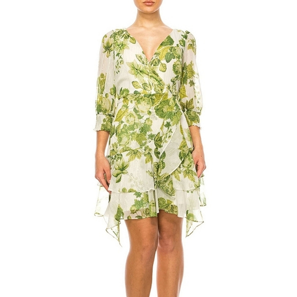 Maison Tara Lurex and Green Print Dress NWT 🐰🌸❤️